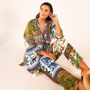 NWT FARM Rio Mixed Scarves Print Drawstring Pants